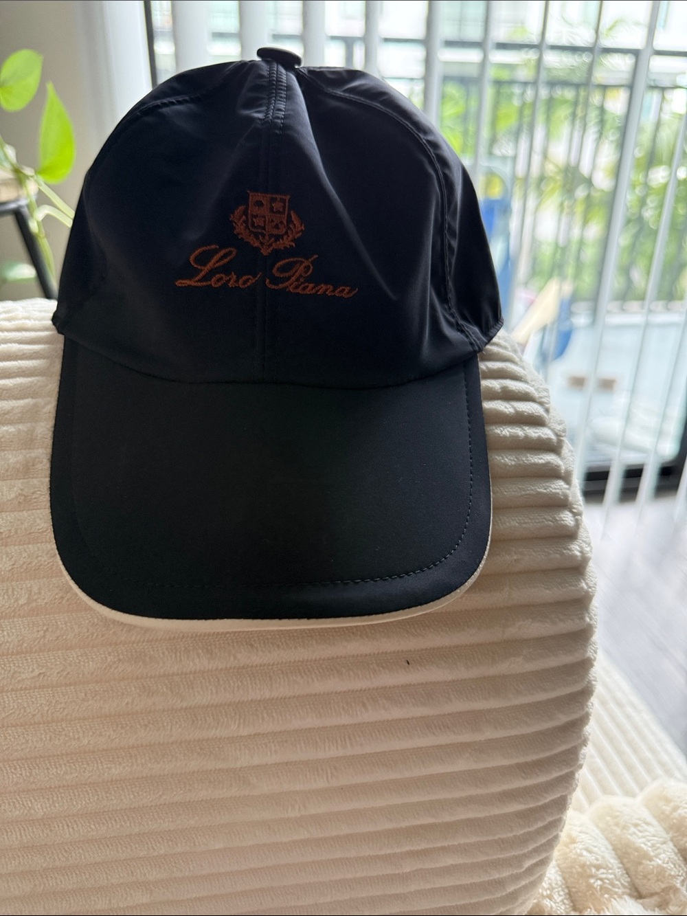 Loro Piana Navy Baseball Cap with Gold Embroidered Logo